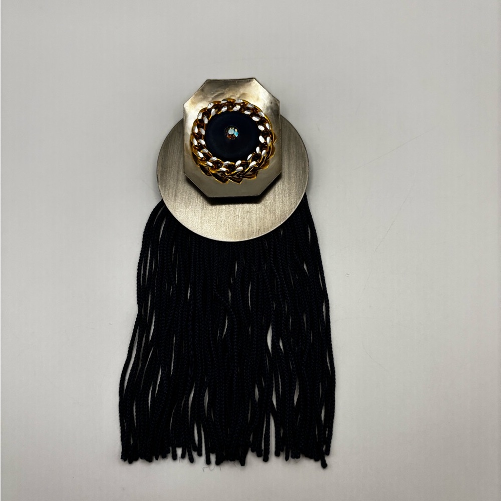 Handmade Mixed Metal Geometric Tassel Brooch – Avant Garde Statement Pin - Picture 2 of 12